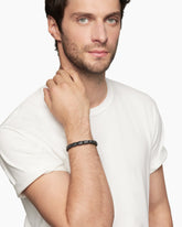 Sculpted Cable Woven Tile Bracelet in Black Titanium with Sterling Silver and Black Nylon, 8.5mm